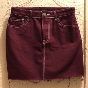 Burgundy denim skirt